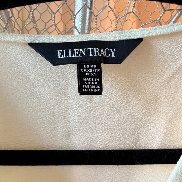 Ellen Tracy Cream Chiffon Blouse with Front Ruffle - Picture 2 of 4